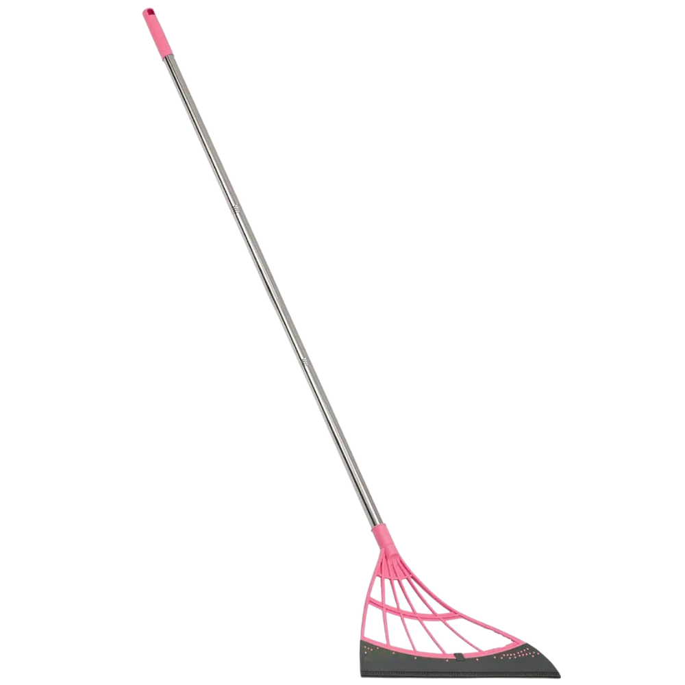 Rubber Broom Telescopic Stainless Steel Pole 53.1 Inch Reach