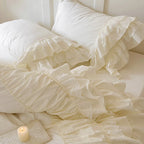 Ruffle Bedspread Cotton Blend Lace Trim 4-Piece Set