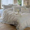 Ruffled Bedding Set Breathable Cotton Gauze Lace Edge