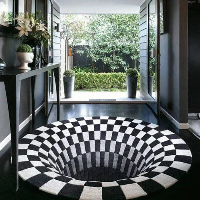 Rug 3D Vortex Illusion Water-Resistant Polyester & Anti-Slip Backing