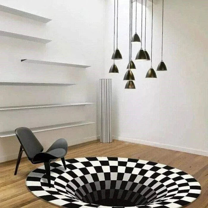 Rug 3D Vortex Illusion Water-Resistant Polyester & Anti-Slip Backing