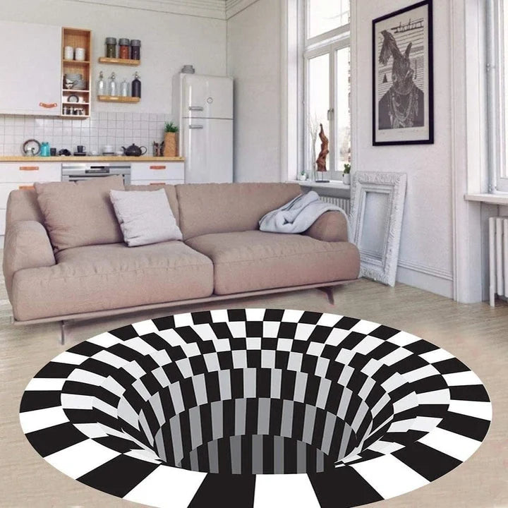 Rug 3D Vortex Illusion Water-Resistant Polyester & Anti-Slip Backing