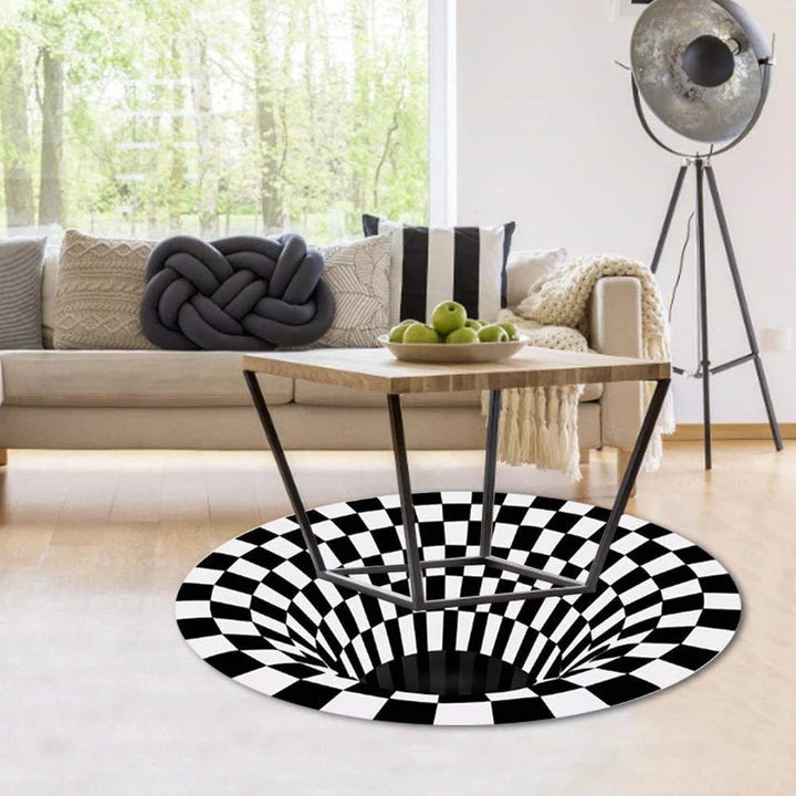 Rug 3D Vortex Illusion Water-Resistant Polyester & Anti-Slip Backing