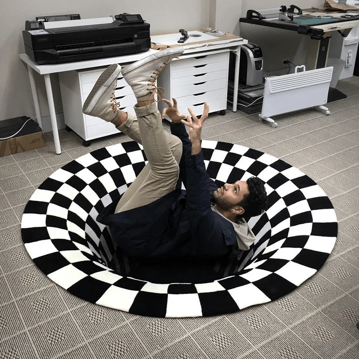 Rug 3D Vortex Illusion Water-Resistant Polyester & Anti-Slip Backing