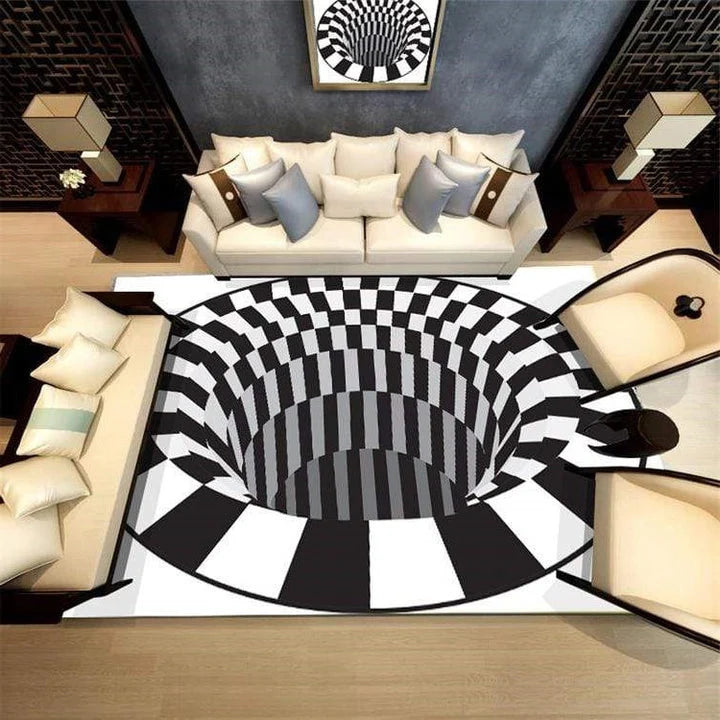 Rug 3D Vortex Illusion Water-Resistant Polyester & Anti-Slip Backing