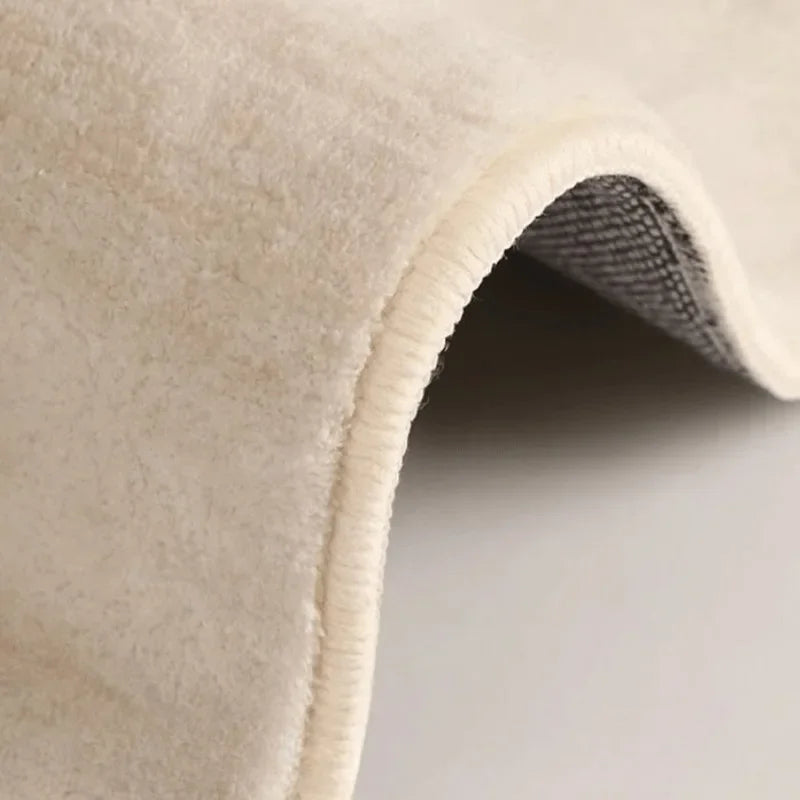 Rug Organic Shape Cream Polyester Pile Non-Slip Backing