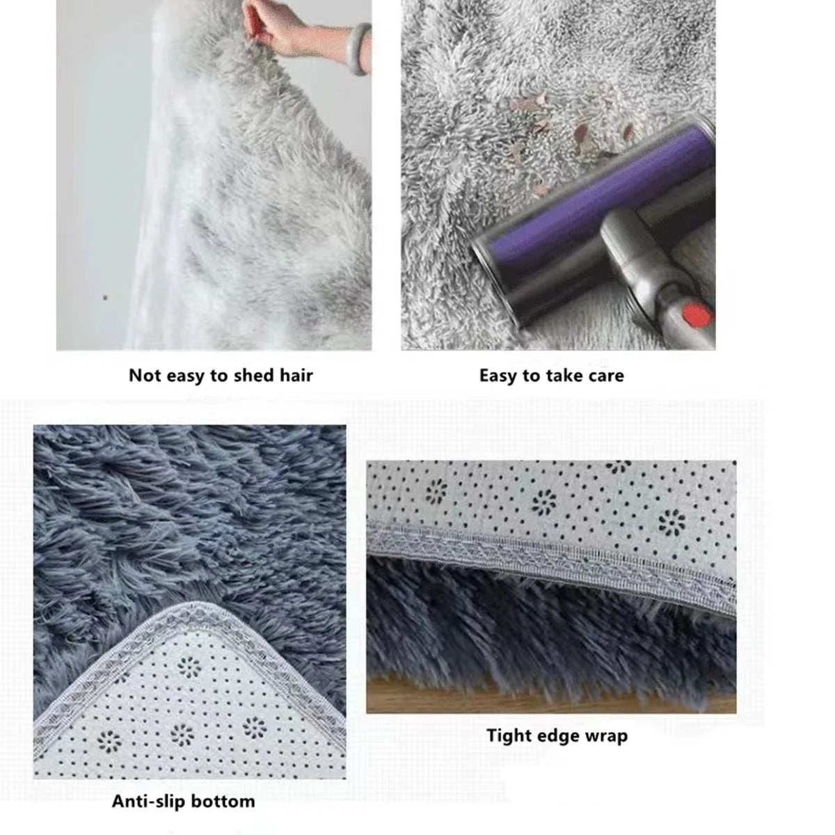 Rug Plush Long Microfiber Pile Non-Slip Backing