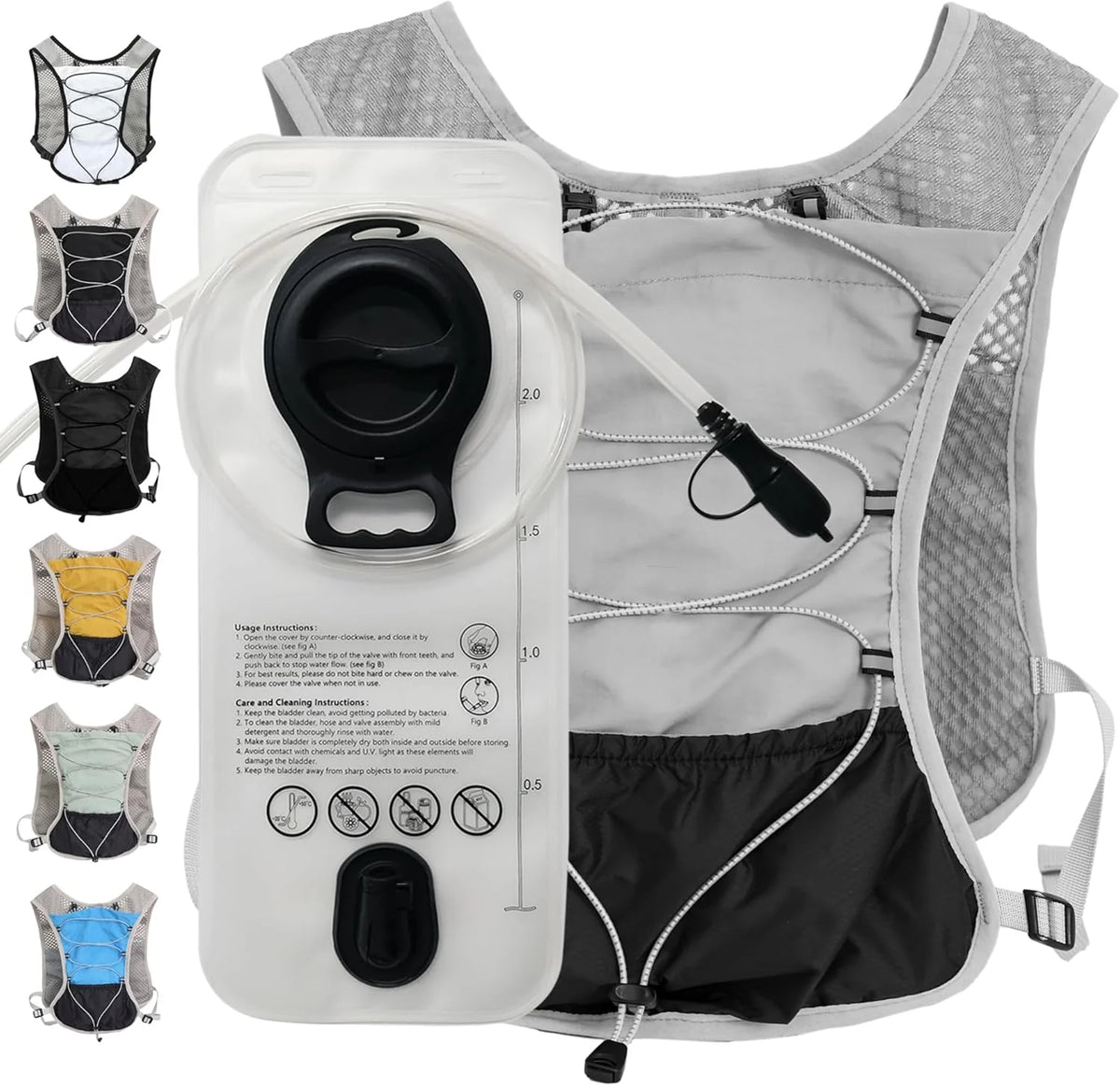 Running Hydration Vest Ultra-Light 3D Mesh Six Pockets