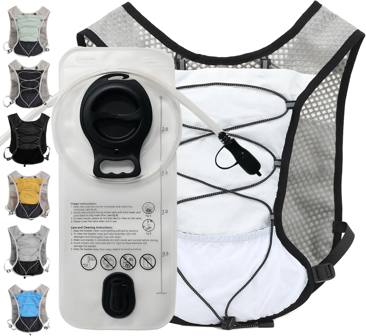 Running Hydration Vest Ultra-Light 3D Mesh Six Pockets