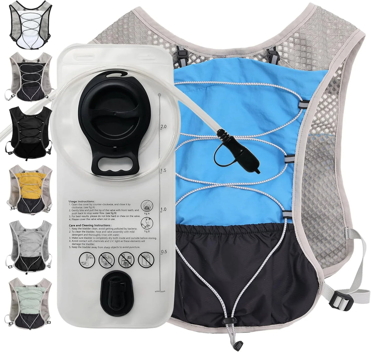 Running Hydration Vest Ultra-Light 3D Mesh Six Pockets