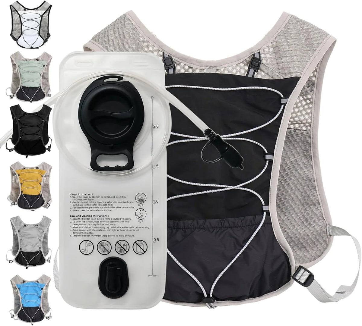 Running Hydration Vest Ultra-Light 3D Mesh Six Pockets