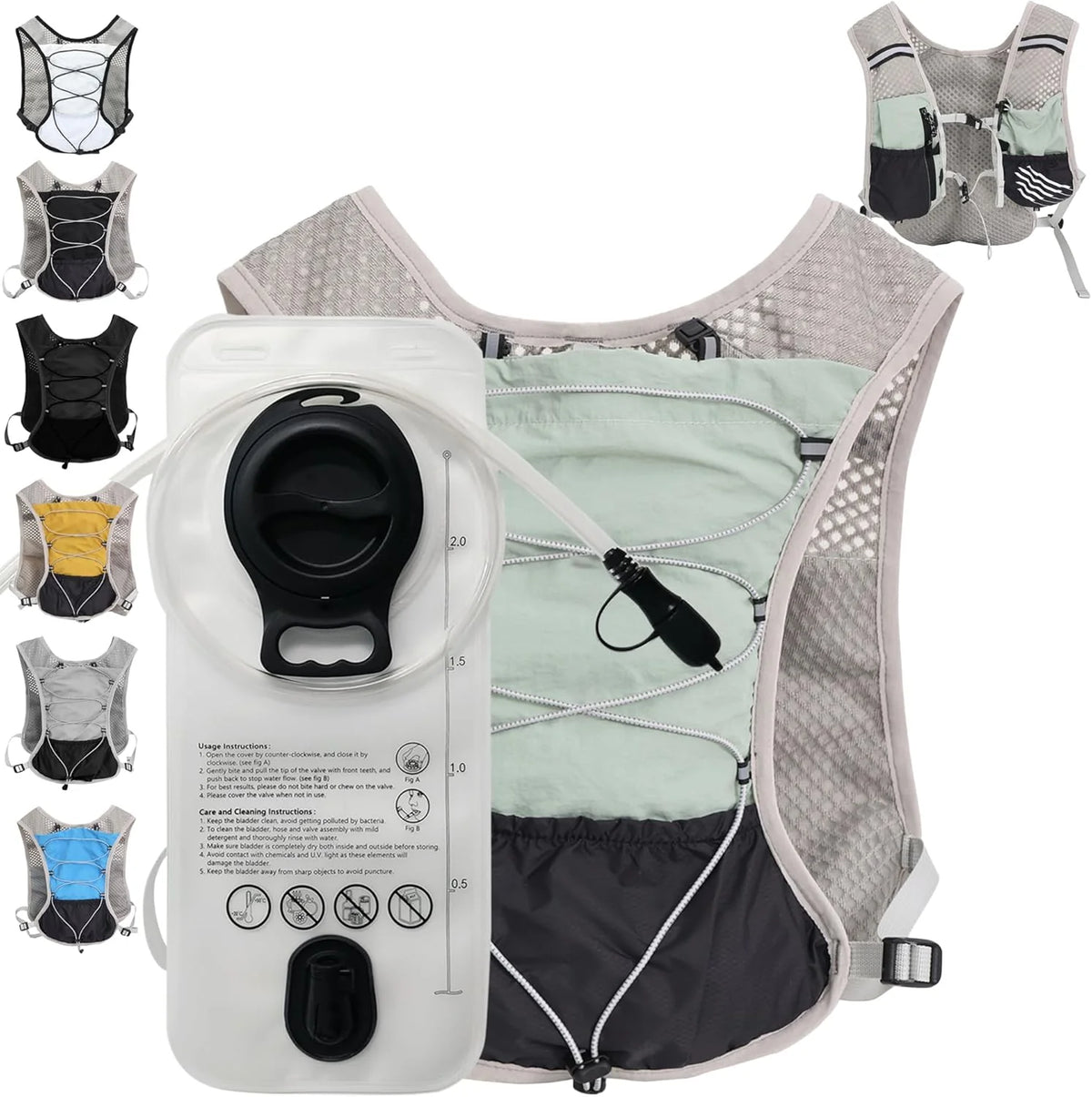Running Hydration Vest Ultra-Light 3D Mesh Six Pockets