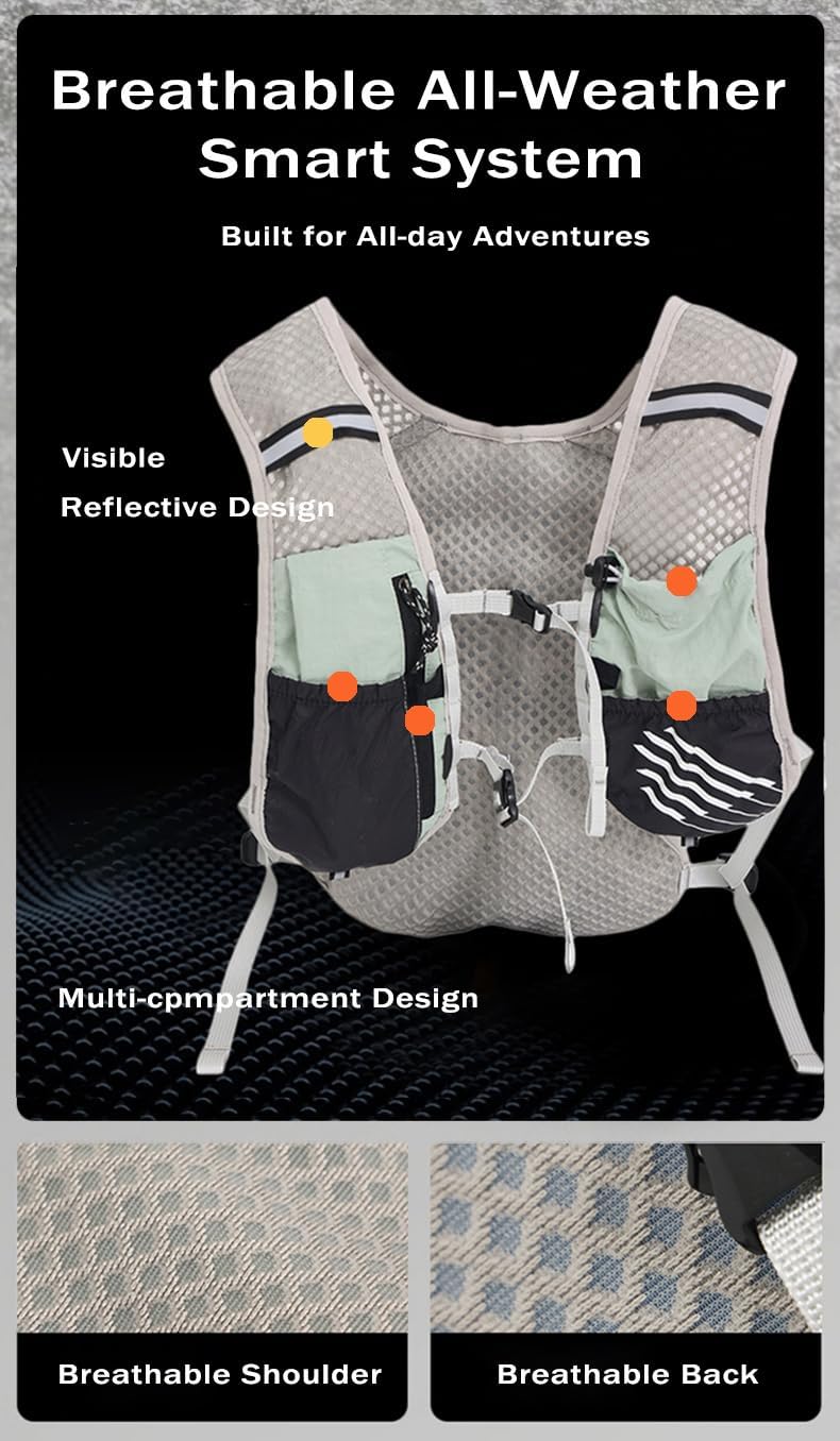 Running Hydration Vest Ultra-Light 3D Mesh Six Pockets