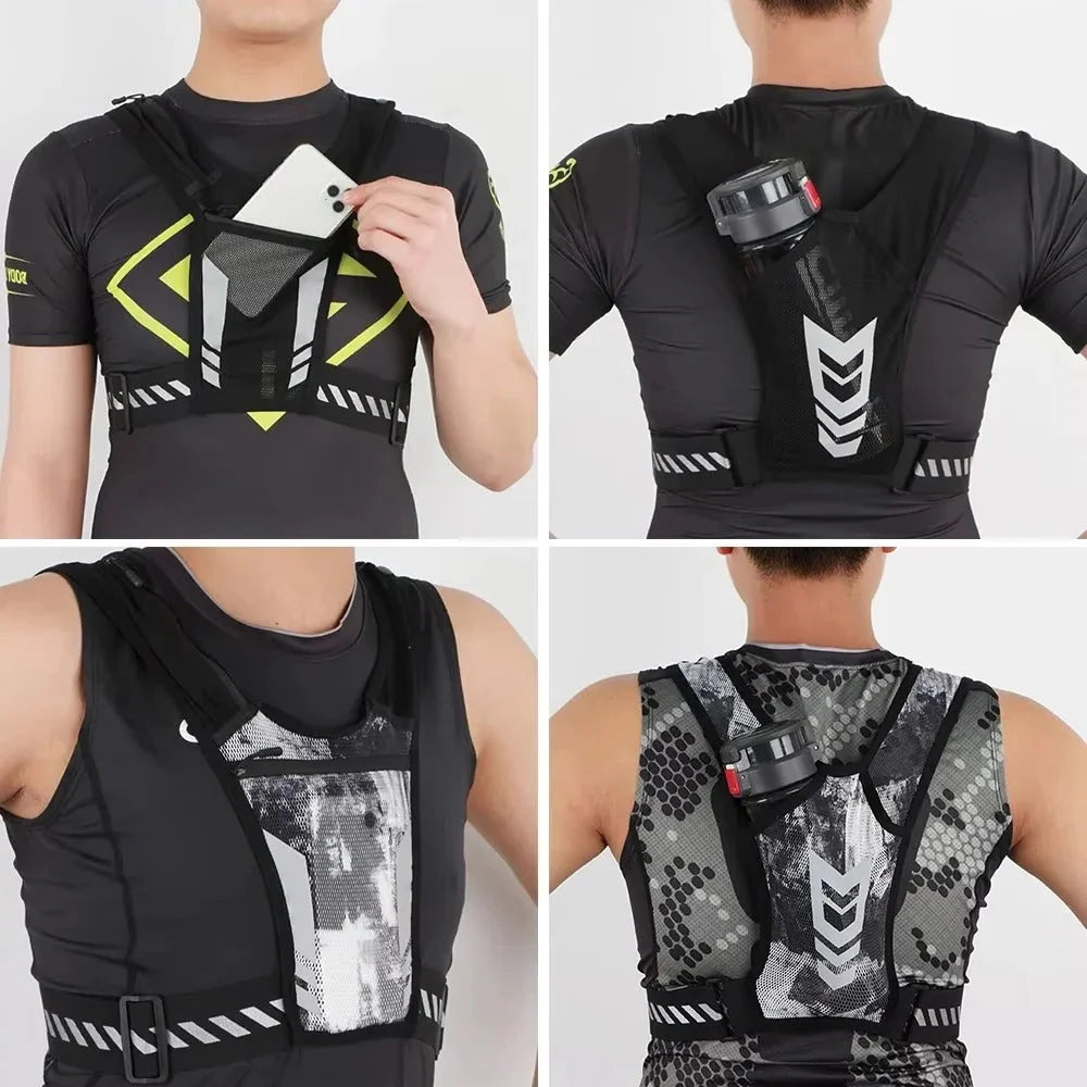 Running Phone Holder Vest Breathable & Reflective Multi-Pocket