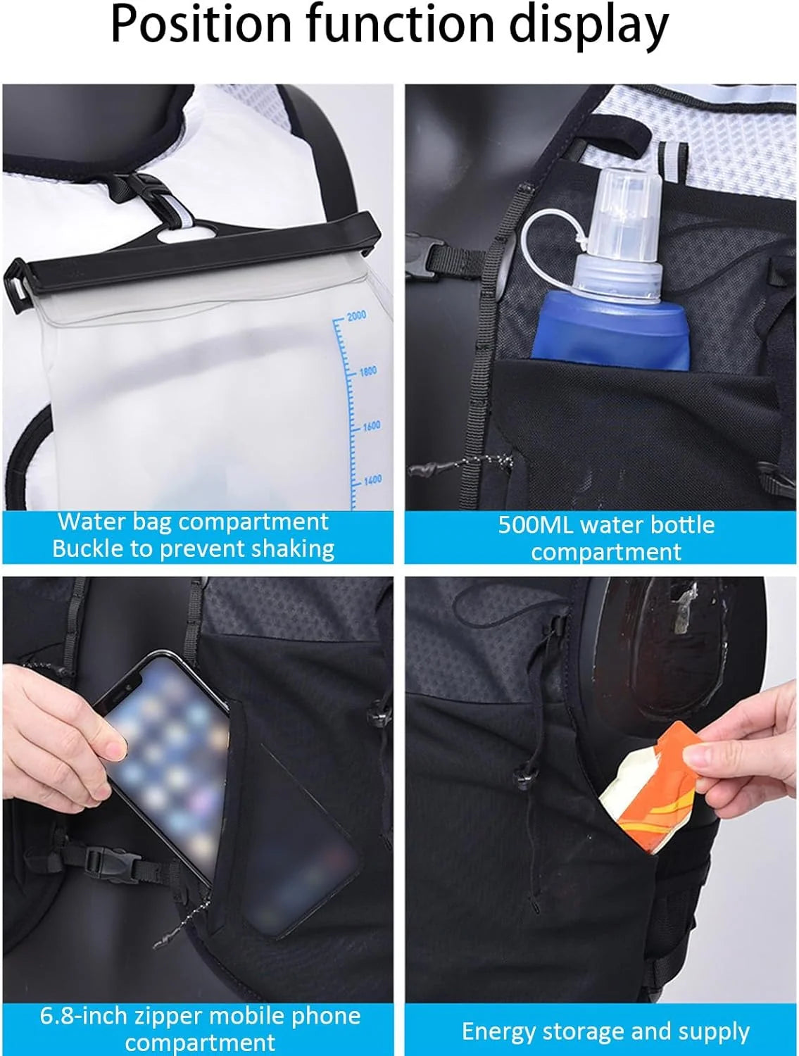 Running Vest Backpack Lightweight Breathable Nylon & Reflective Backlight