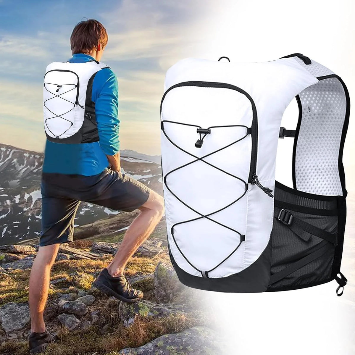 Running Vest Backpack Lightweight Breathable Nylon & Reflective Backlight