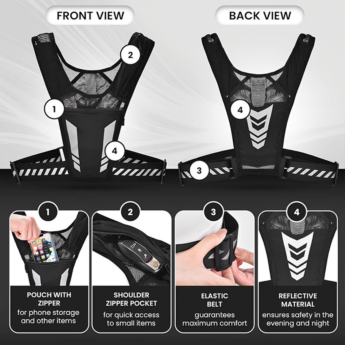 Running Vest Ultra-Light Breathable Hydration Holder & Phone Pocket