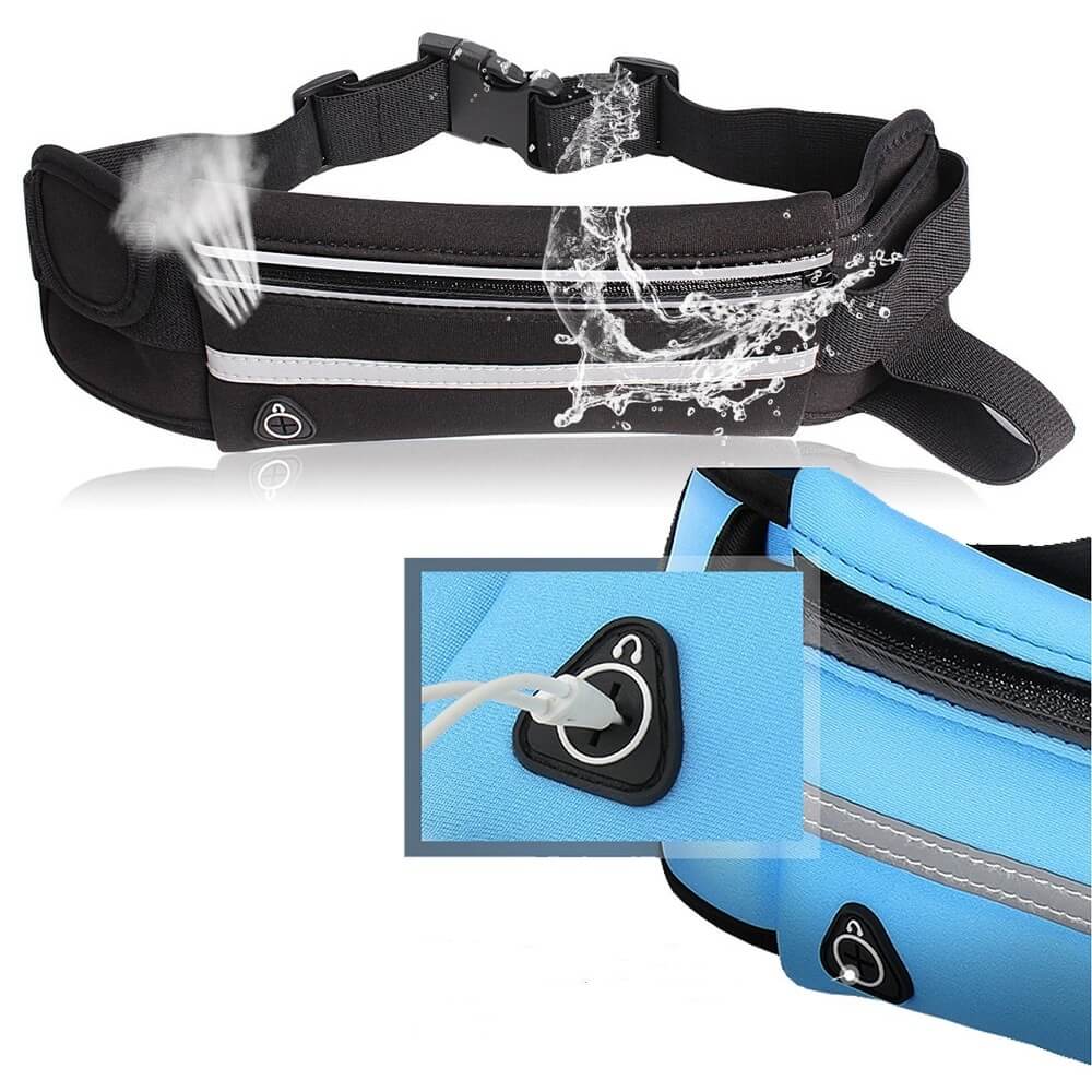 Running Waist Bag Water-Repellent Headphone Jack Adjustable Strap