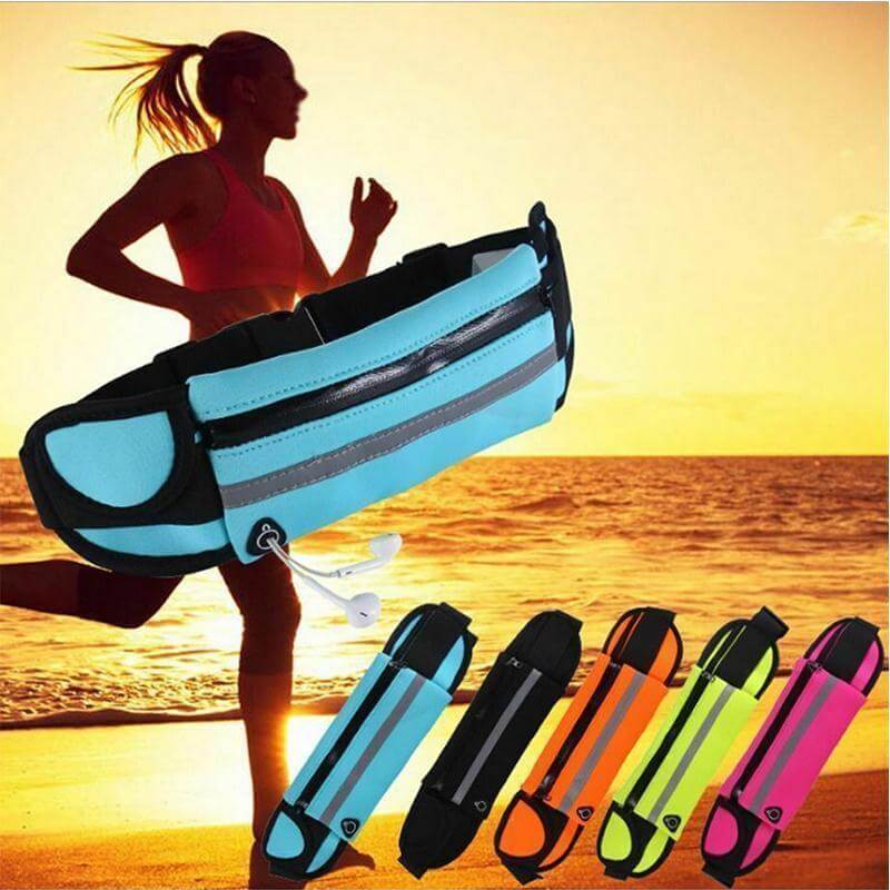 Running Waist Belt Water-Resistant Adjustable Strap & Zip Pocket