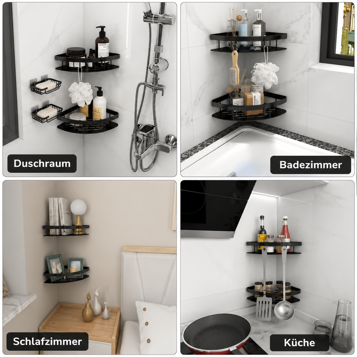 Rust-Resistant Aluminum Self-Adhesive Shower Caddy (Drill-Free)