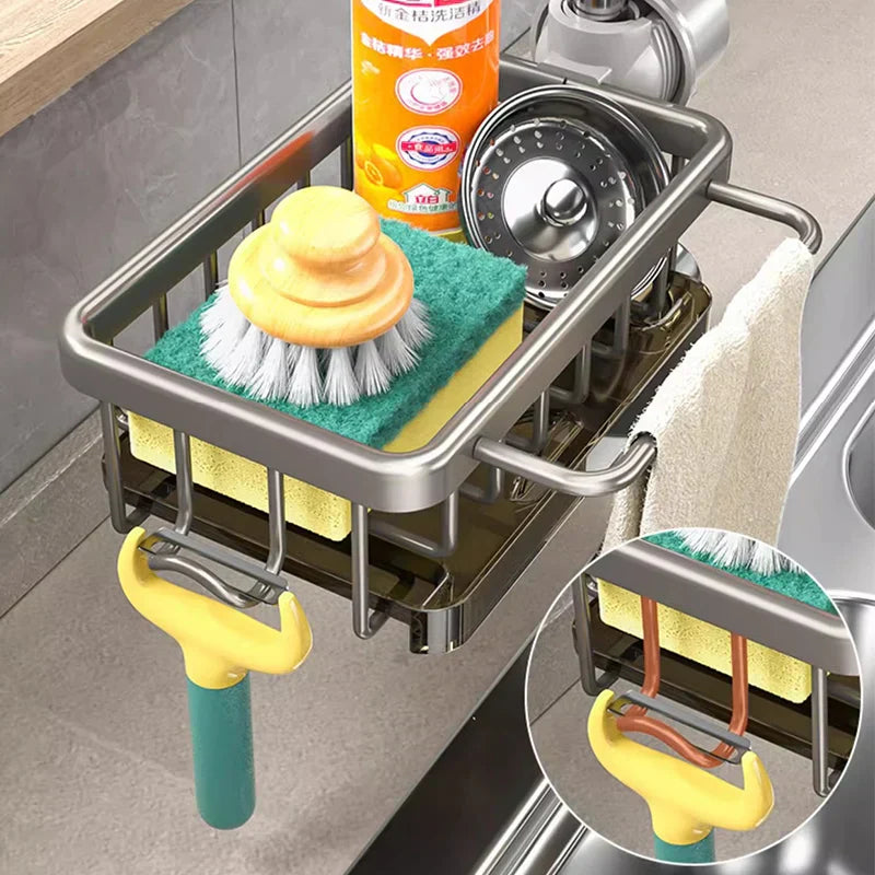 Rust-Resistant Aluminum Sink Caddy (Tool-Free Installation)