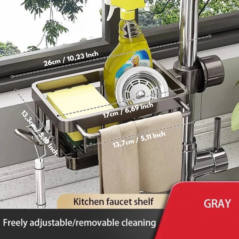 Rust-Resistant Aluminum Sink Caddy (Tool-Free Installation)