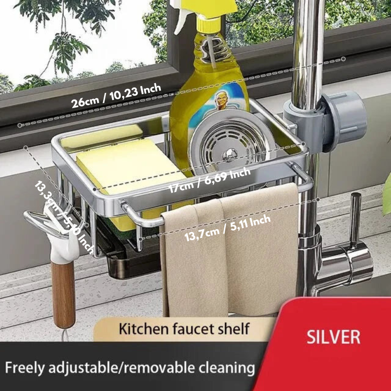 Rust-Resistant Aluminum Sink Caddy (Tool-Free Installation)