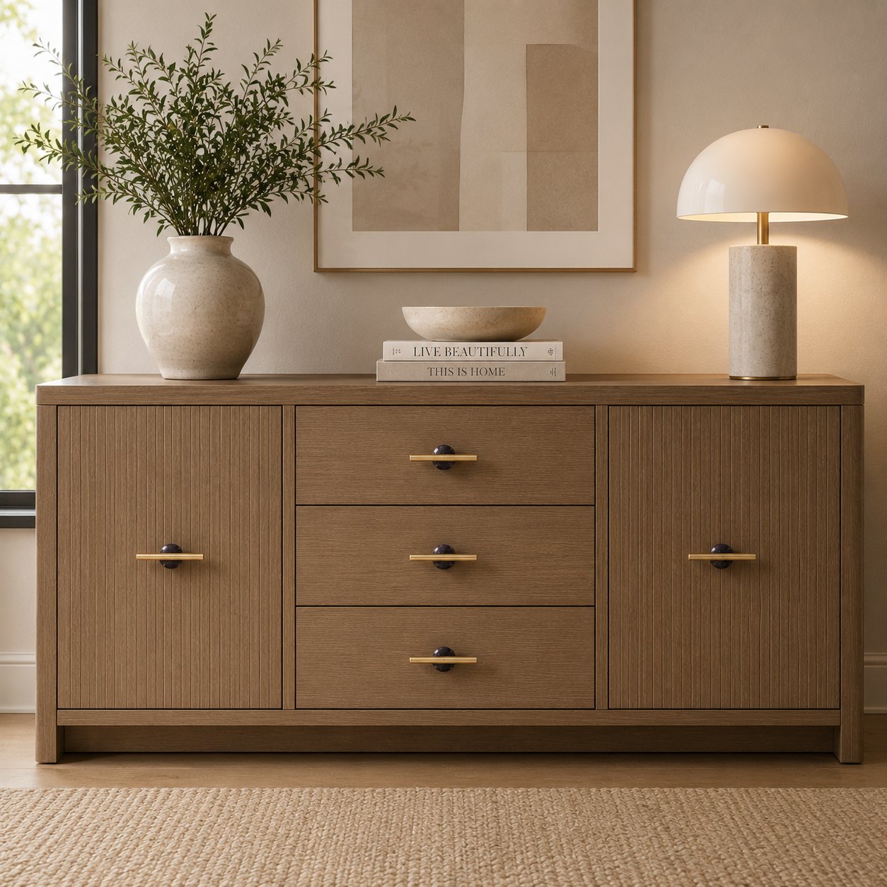 Rust-Resistant Brass Crystal Cabinet Knob & Pull Set