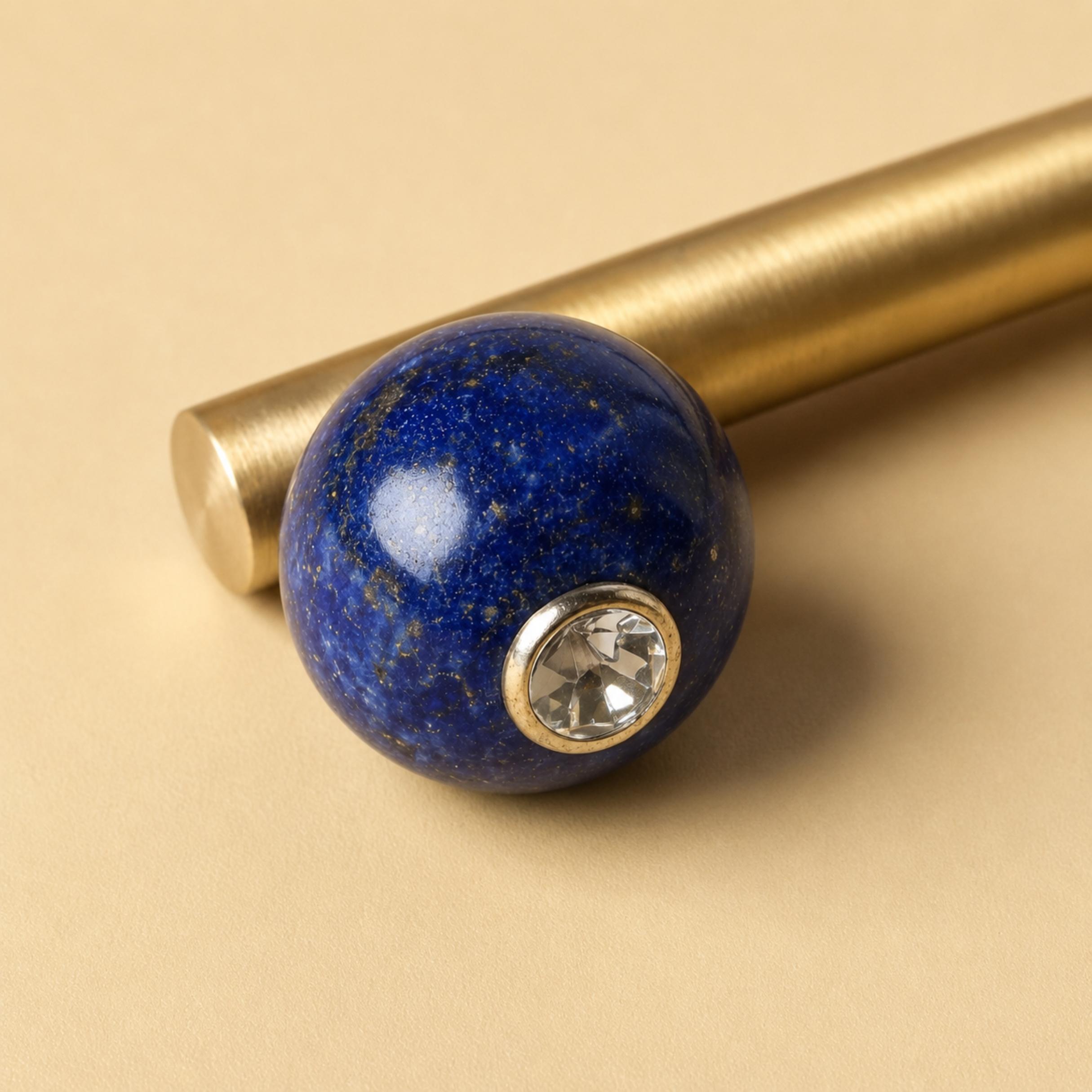 Rust-Resistant Brass Crystal Cabinet Knob & Pull Set