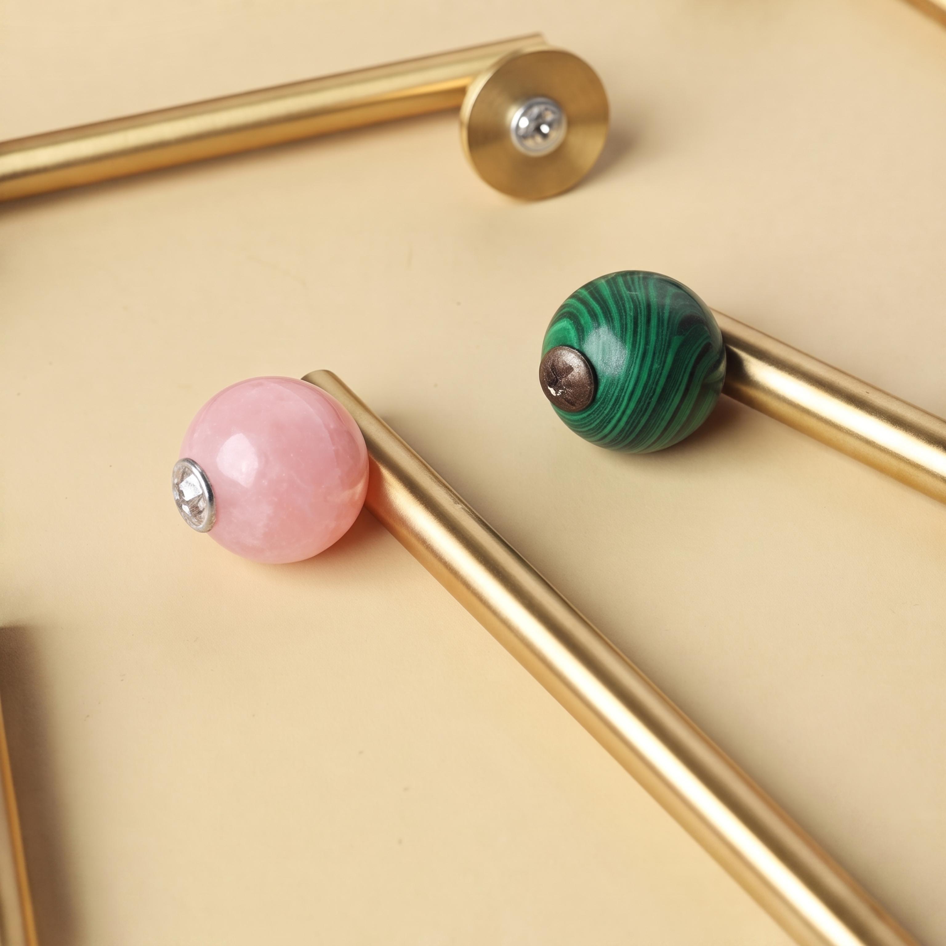 Rust-Resistant Brass Crystal Cabinet Knob & Pull Set
