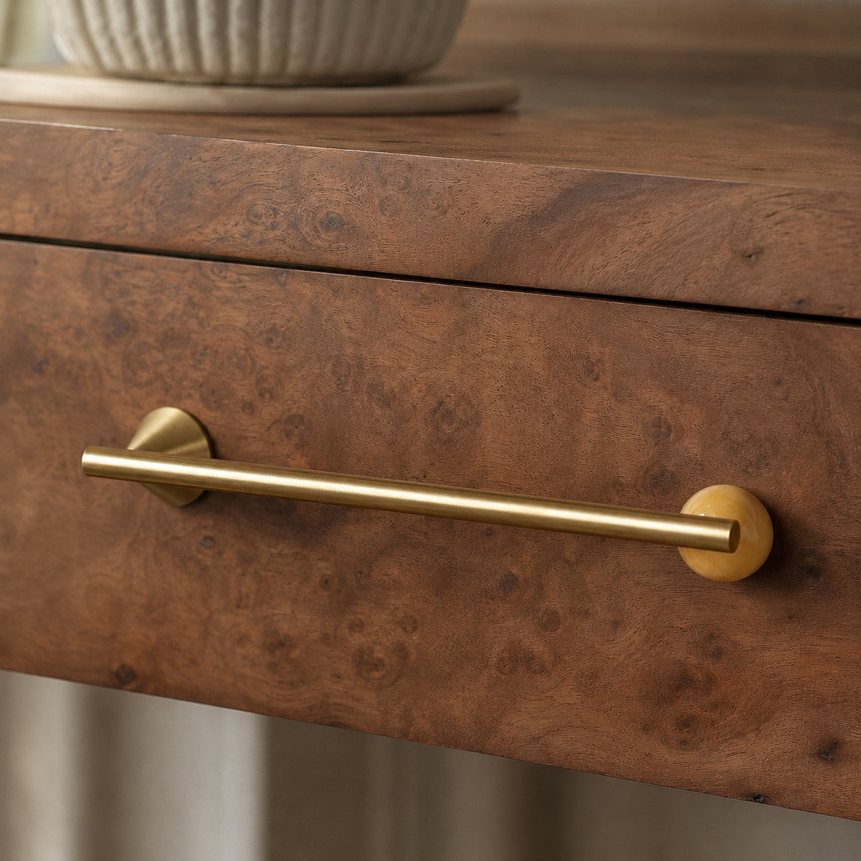 Rust-Resistant Brass Crystal Cabinet Knob & Pull Set