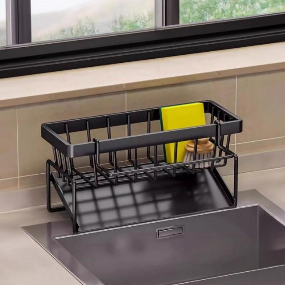 Rust-Resistant Self-Draining Carbon Steel Sink Organizer