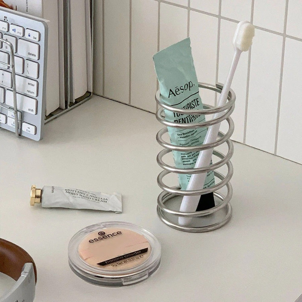 Rust-Resistant Stainless Steel Spiral Toothbrush Holder