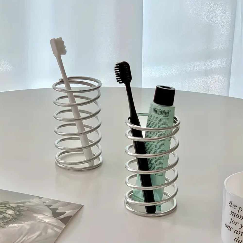 Rust-Resistant Stainless Steel Spiral Toothbrush Holder