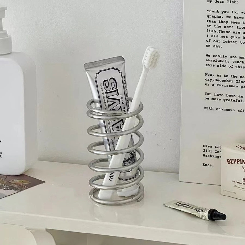 Rust-Resistant Stainless Steel Spiral Toothbrush Holder