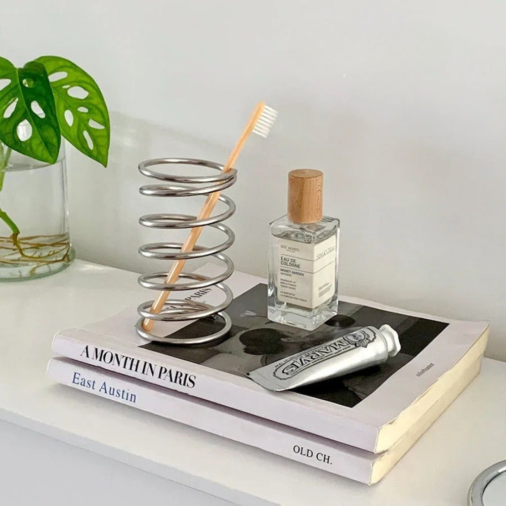 Rust-Resistant Stainless Steel Spiral Toothbrush Holder