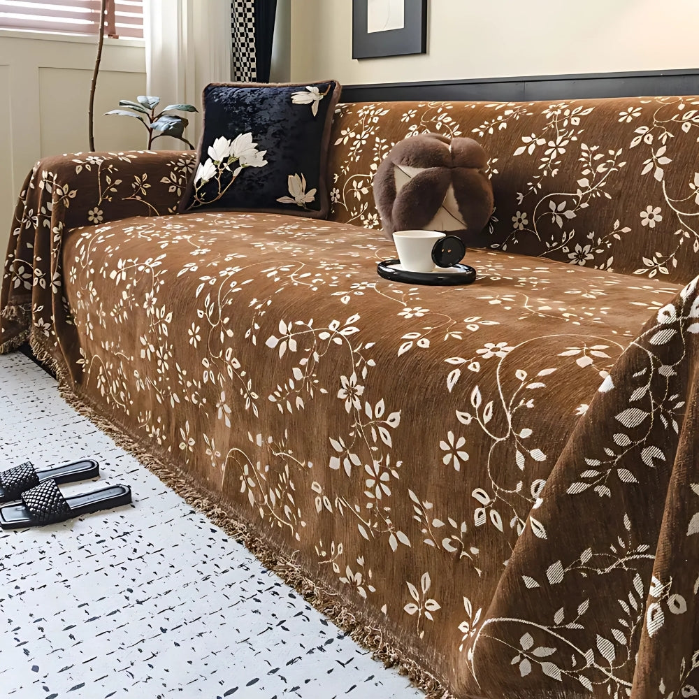 Rustic Floral Microfiber Non-Slip Sofa Cover