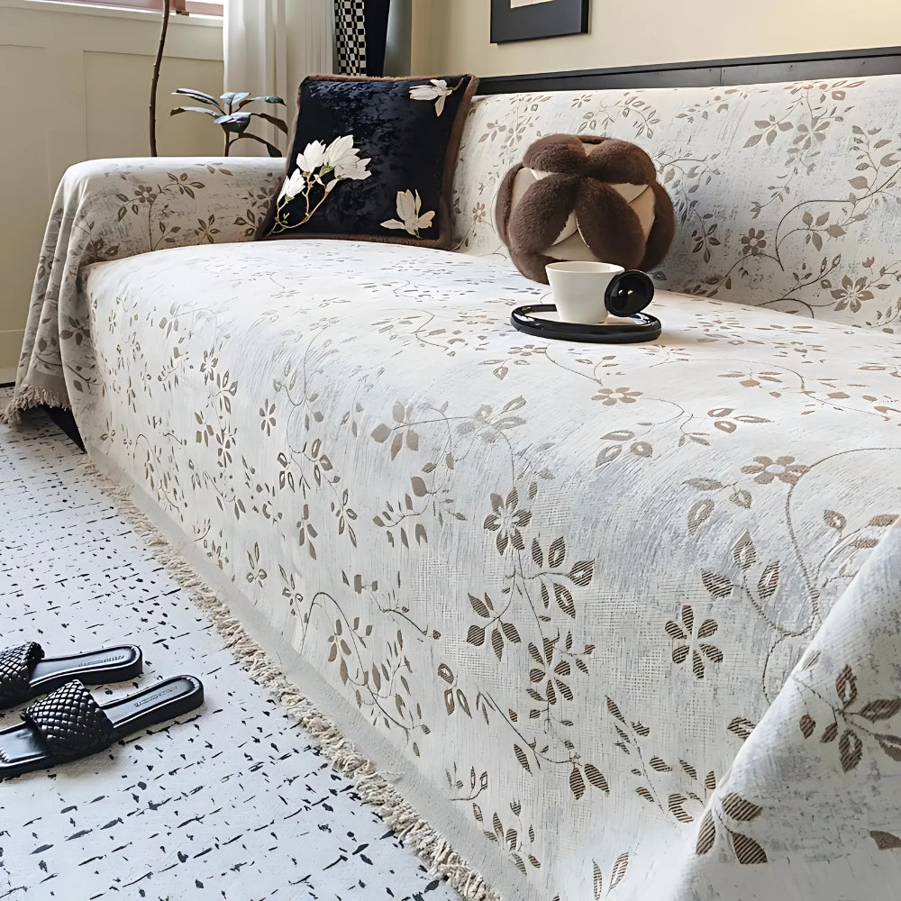 Rustic Floral Microfiber Non-Slip Sofa Cover