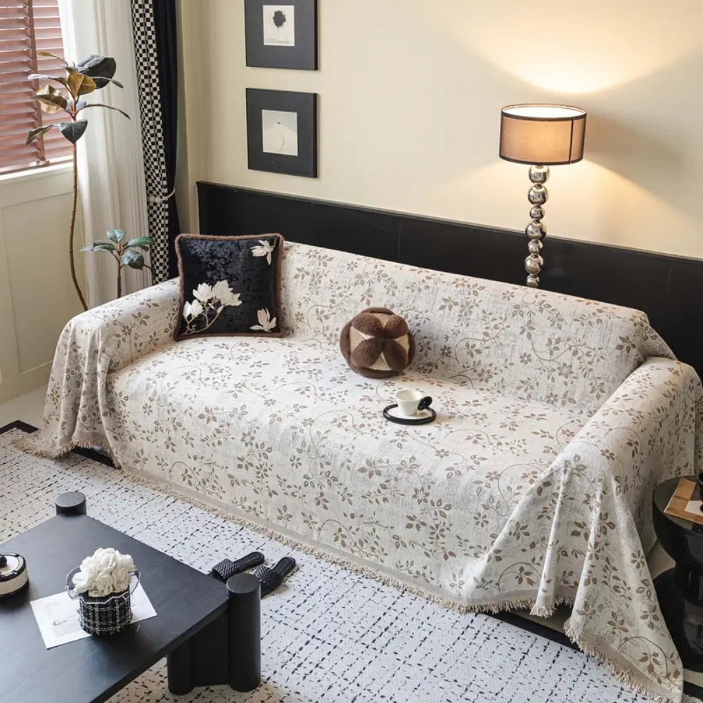 Rustic Floral Microfiber Non-Slip Sofa Cover