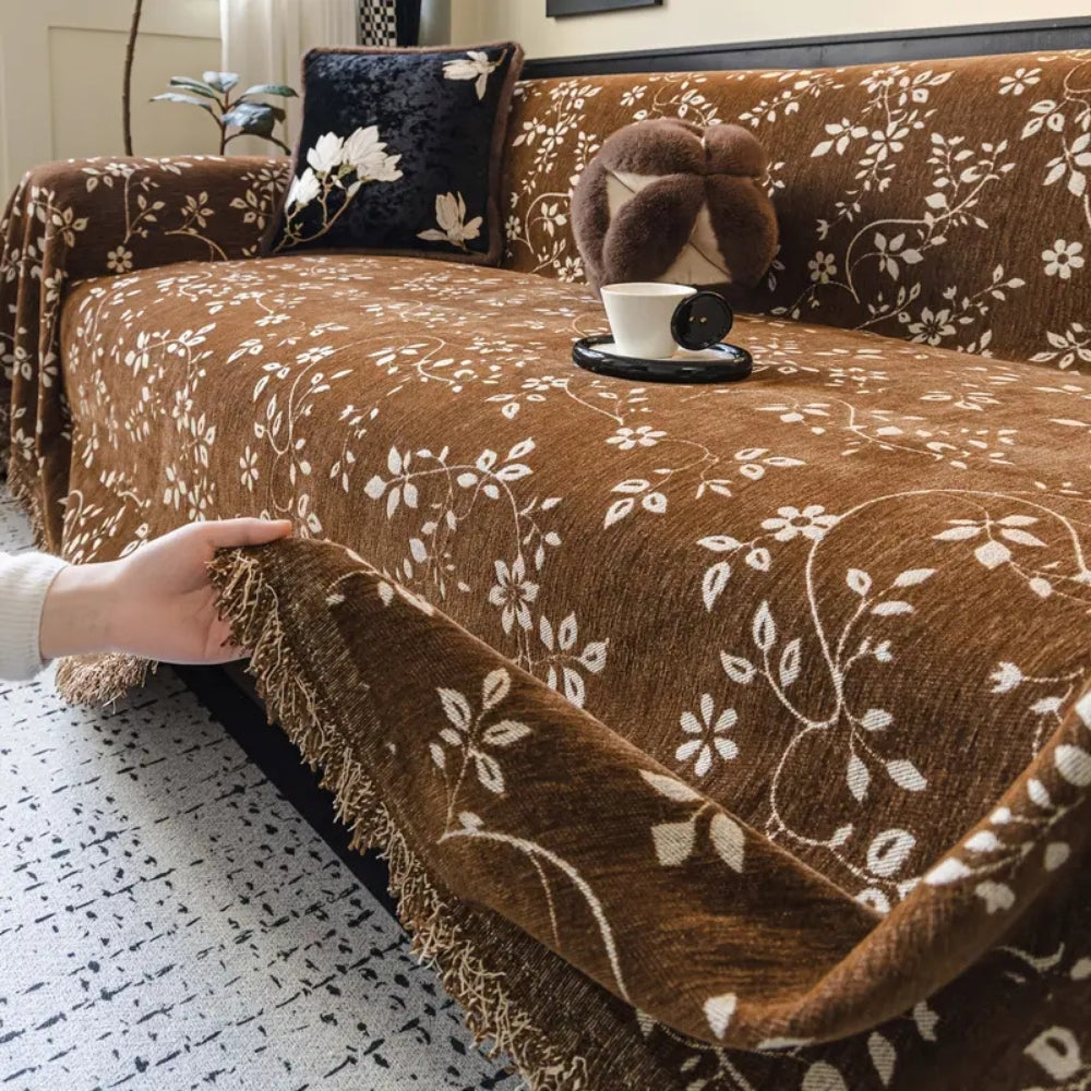 Rustic Floral Microfiber Non-Slip Sofa Cover