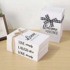 Rustic Twine-Detail Faux Book Stack (Pre-Stacked)