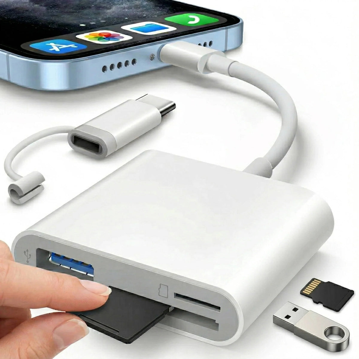 SD Card Reader Dual SD/MicroSD Lightning & USB-C
