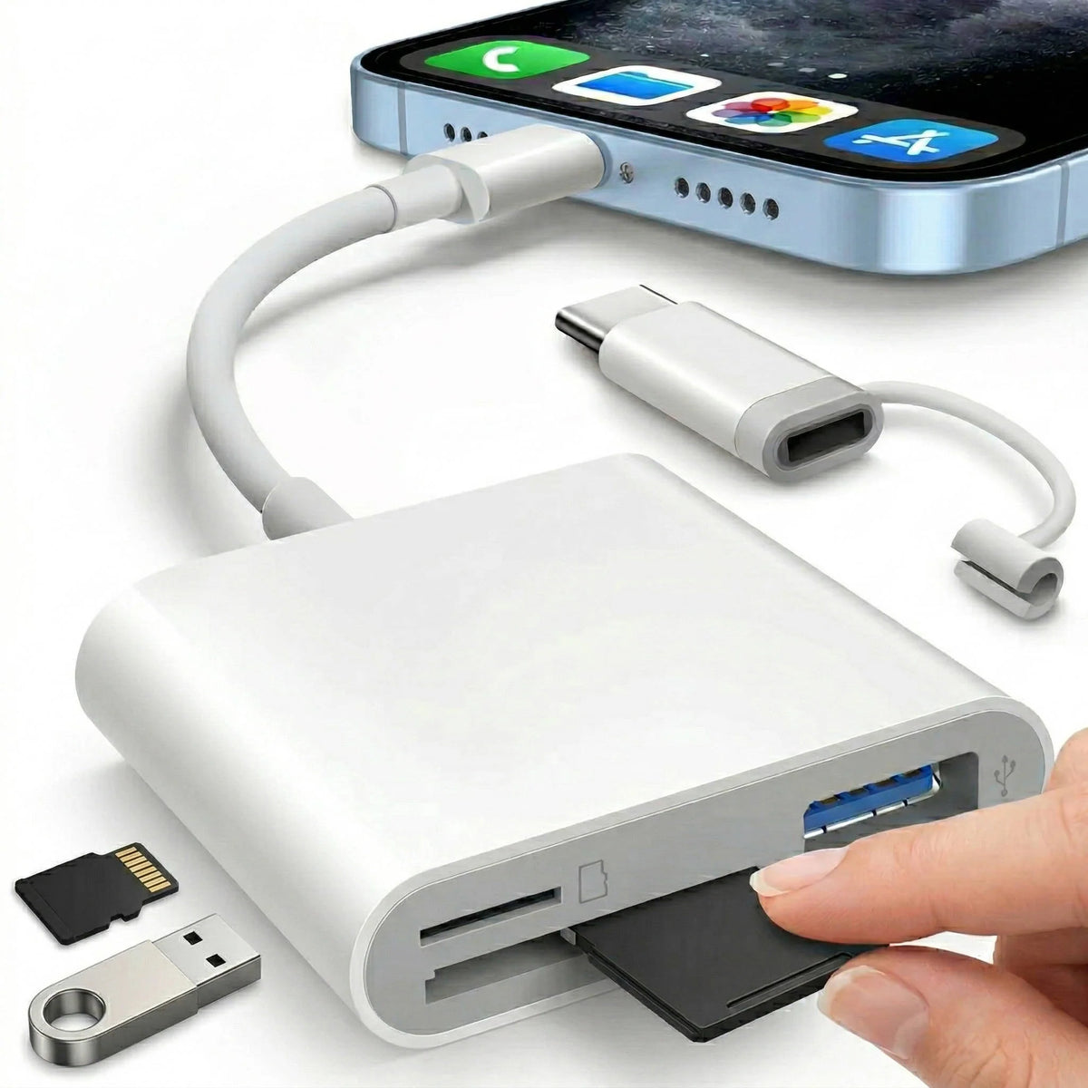 SD Card Reader Dual SD/MicroSD Lightning & USB-C