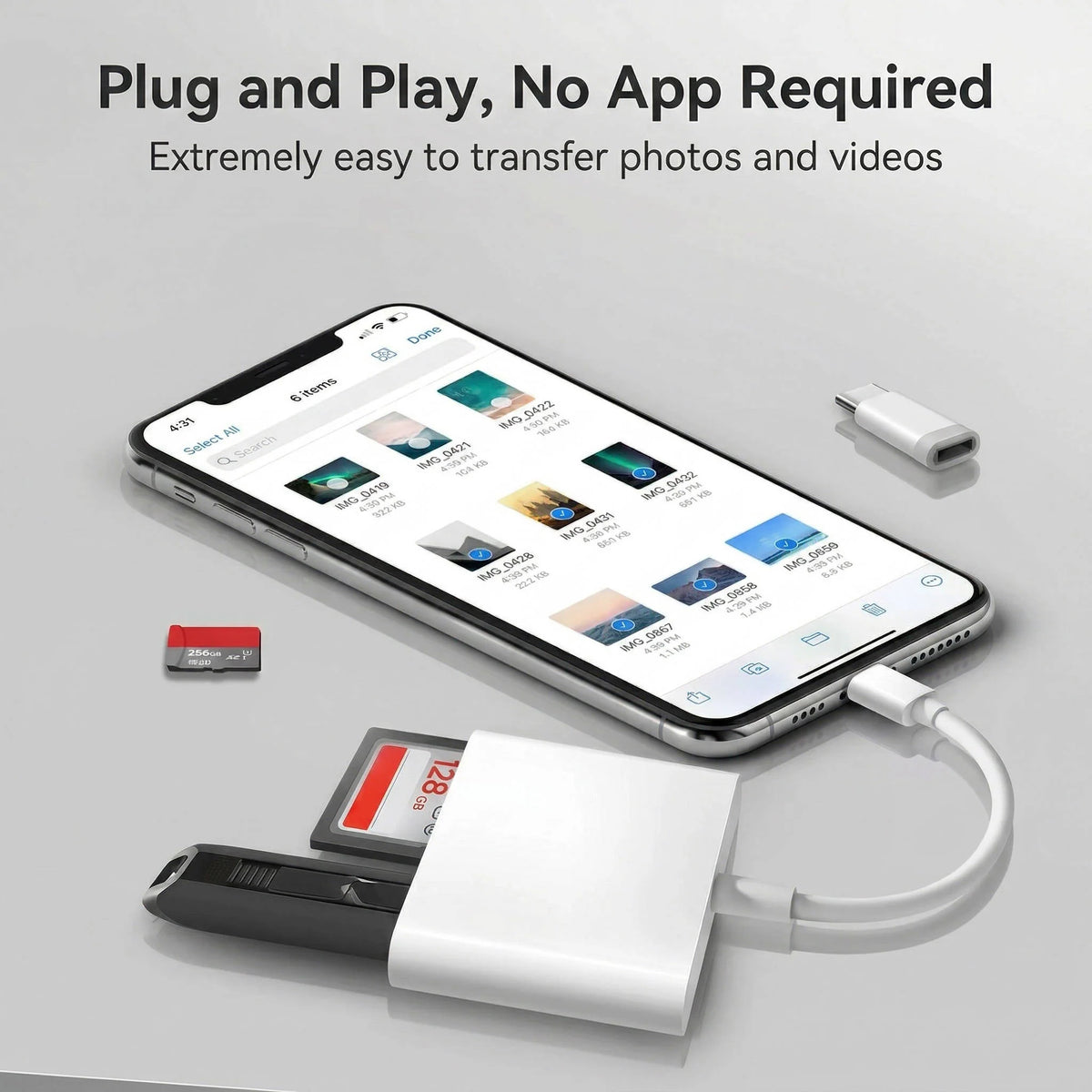SD Card Reader Lightning & USB-C Plug-And-Play