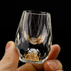 Sake Cup Crystal Glass Gold Foil Double Bottom