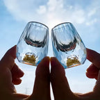 Sake Cup Crystal Glass Gold Foil Double Bottom