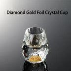 Sake Cup Crystal Glass Gold Foil Double Bottom