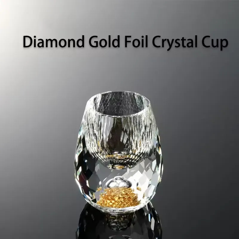 Sake Cup Crystal Glass Gold Foil Double Bottom