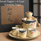 Sake Set Hand-Painted Sakura Ceramic Carafe & Cups