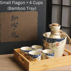 Sake Set Hand-Painted Sakura Ceramic Carafe & Cups